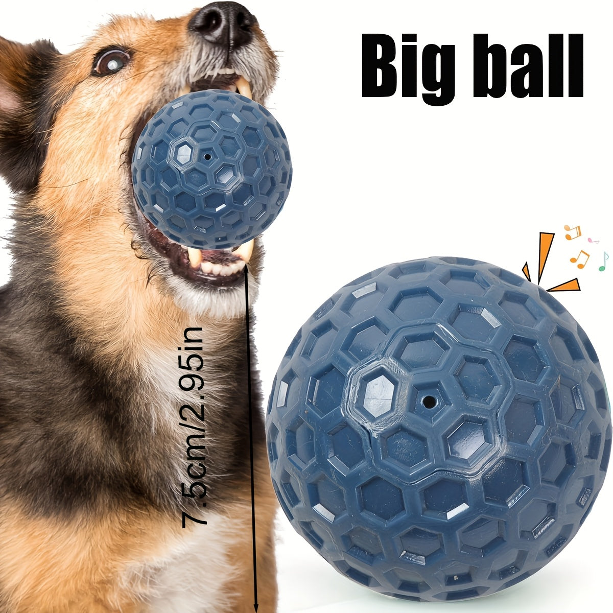 Squeaky Dog Toy Ball for Large Dogs - Super Tough Rubber Bite-Resistant Teeth Cleaning Chew Ball, Interactive Food Leaking Puzzle Toy, Durable Teething & Squeaker Ball for Aggressive Chewers
