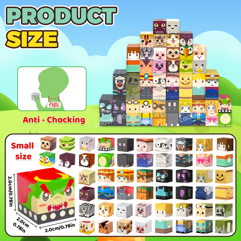 36pcs Magnetic Building Blocks for Kids - Animal & Human Theme STEM Educational Toy, Magnet Tiles Construction Set for Family Interactive Play & Learning Puzzle, Birthday & Holiday Gift for Boys & Girls
