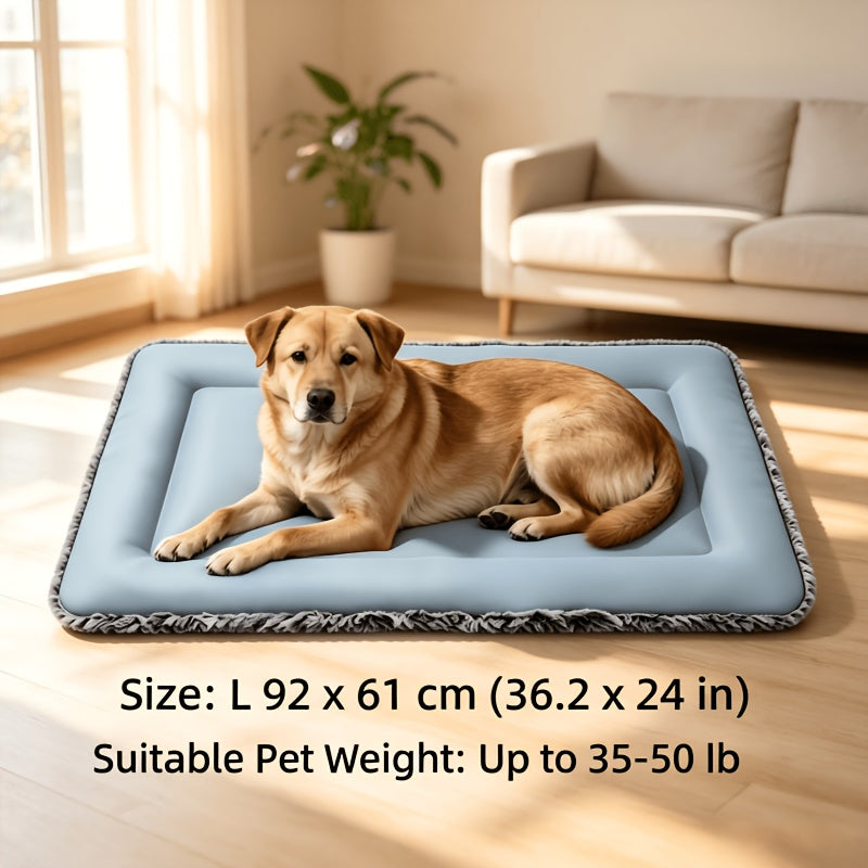Dog Cooling Mat for Summer – Soft Polyester Pet Cooling Pad with Neck Support, Indoor Sleeping Floor Mat for Extra Small, Small & Medium Dogs & Cats, Heat Relief Bed