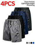 Men's Athletic Shorts 4-Pack Quick Dry Lightweight Breathable Sports Gym Running Workout Shorts Zipper Pockets Drawstring Waist Casual Loose Fit Fitness Cycling Basketball XS-XXXL