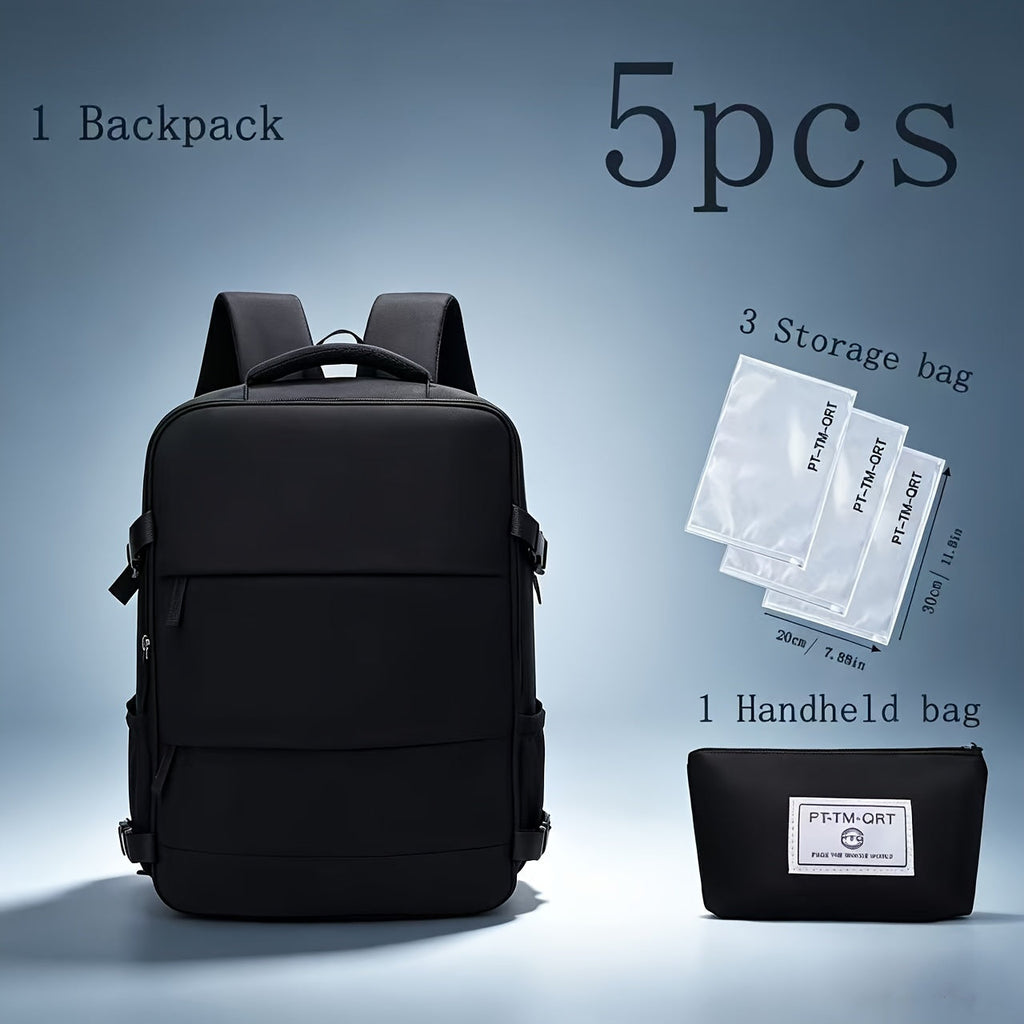 Large Capacity Travel Backpack with Shoe Compartment – 180° Opening Multi-Pocket Unisex Bag for School, Business Trips & Short Travel, Stylish Solid Color, Men & Women