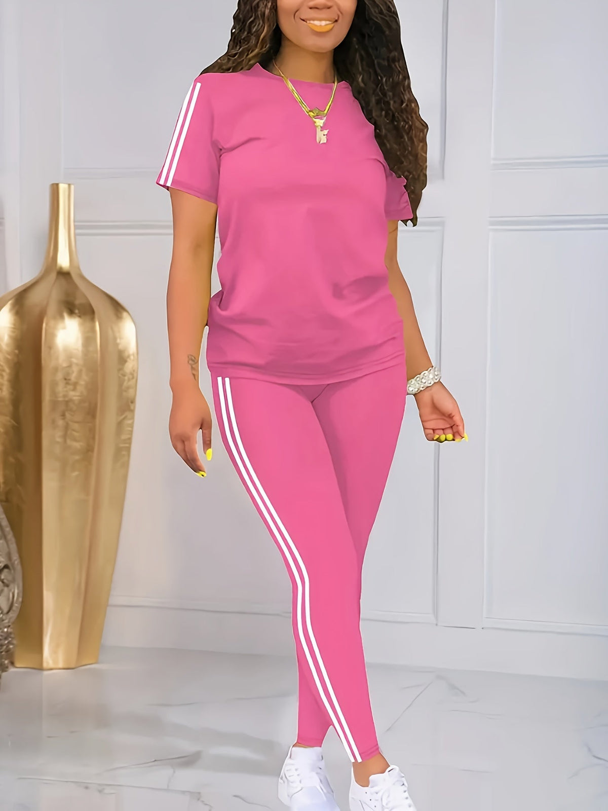 Women's 2 Piece Knit Outfit Set Solid Color Tracksuit Pants Set Stretchy Lounge Matching Set S-XXL