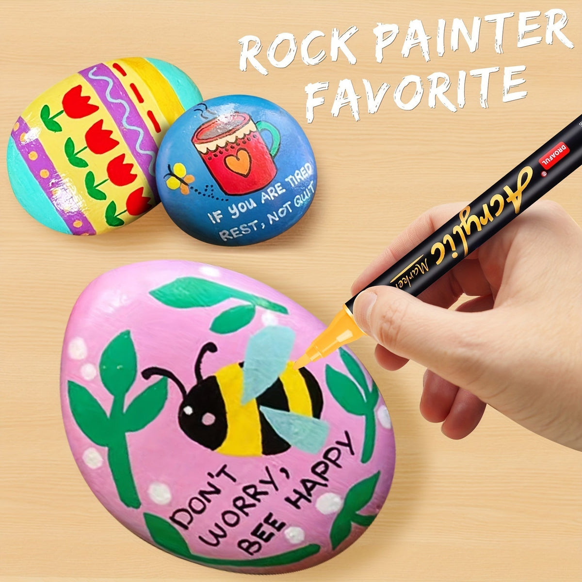 Acrylic Paint Markers 60 Colors Dual Tip Waterproof Paint Pens for Rock Painting Fabric Glass Wood Canvas Ceramic Non-Toxic