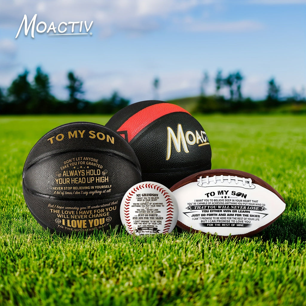 Engraved Basketball for Grandson & Son – Personalized Inspirational Size 7 Basketball with Pump, Motivational Gift for Birthday Christmas Anniversary, Blue Red Gold Black