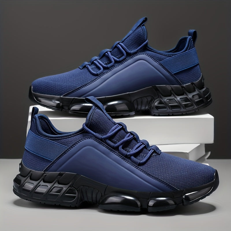 Men's Lightweight Breathable Mesh Sneakers PVC Sole Low-Top Lace-Up Casual Sports Shoes Blue Black Sizes US 6.5-12.5 Daily Wear Running Training Athletic Footwear