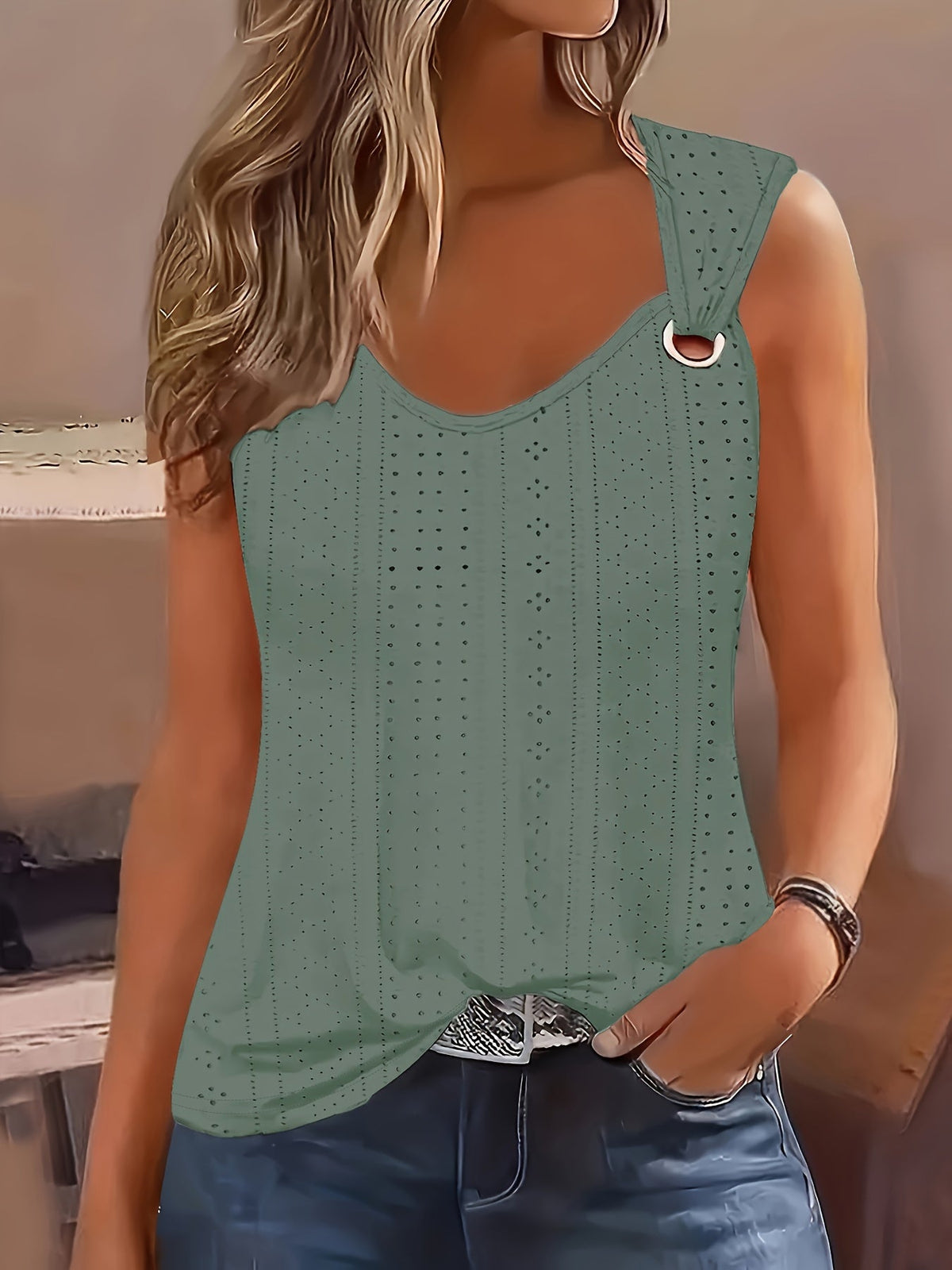 Women's V-Neck Hollow Out Sleeveless Tank Top Vest - Summer Casual Solid Color Cami Shirt Blouse S M L XL XXL White Black Pink
