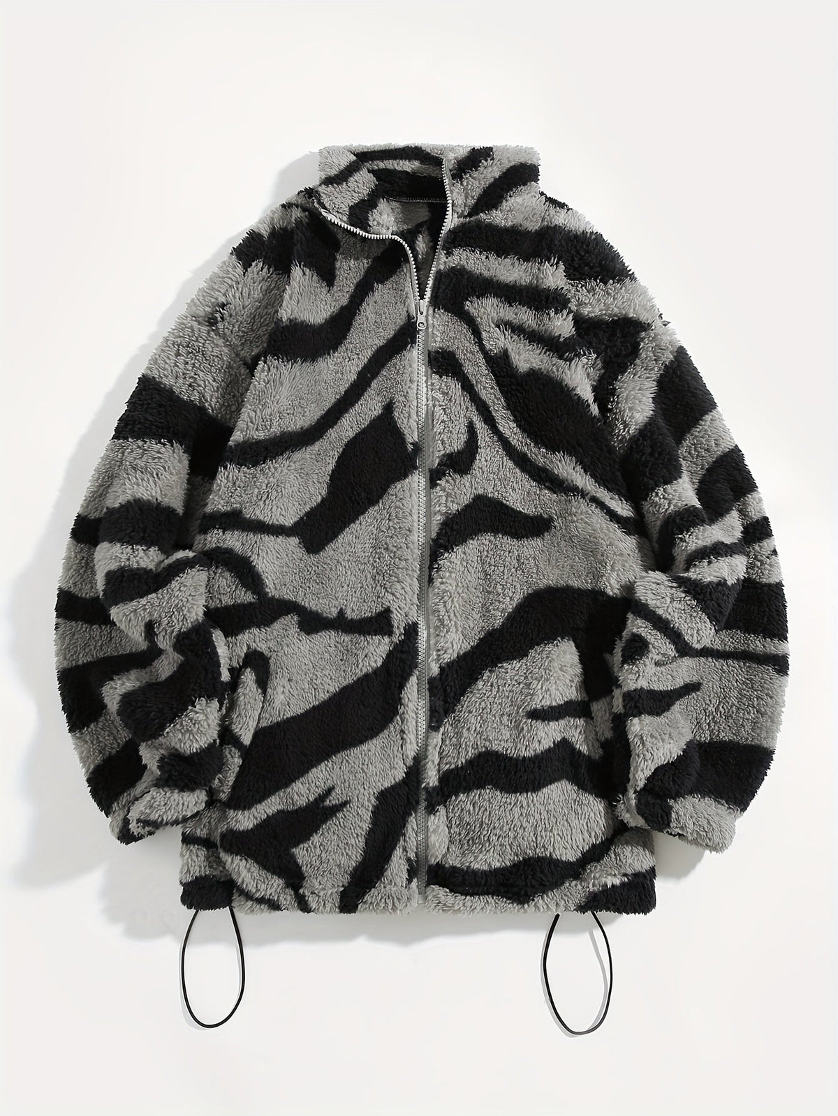 Ethnic Print Zip-Up Jacket Women's Microfleece Plush Zip-Up Jacket Tribal Pattern Fall Winter Coat with Zipper Closure High Elasticity Fleece Outerwear