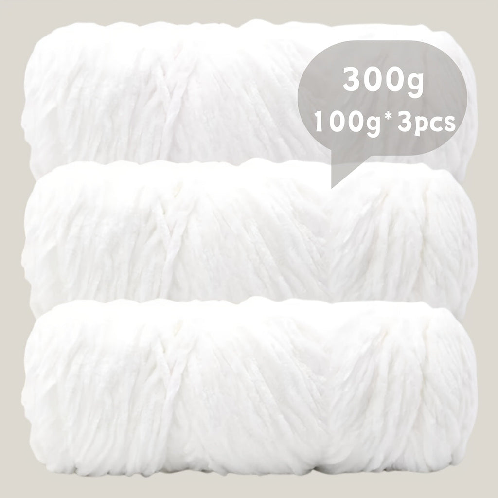Velvet Chenille Yarn 3-Pack 300g (100g x3) Soft Bulky Knitting Crochet Yarn 47 Colors Beginner Friendly Luxury Handcraft for Sweaters Scarves Hats Dolls Bags Amigurumi DIY Projects