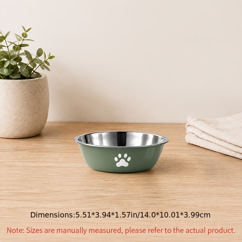 Stainless Steel Pet Bowl with Non-Slip Base – Colorful Printed Food & Water Dish for Cats and Dogs, Durable Easy-Clean Feeding Bowl for Small Medium Large Pets