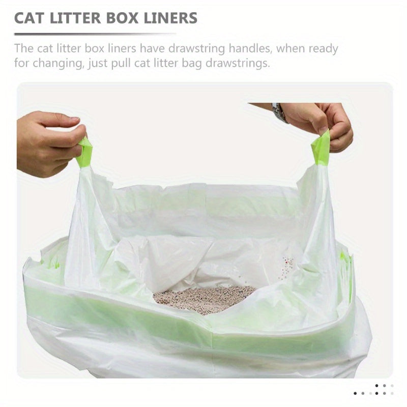 Cat Litter Box Liner Bags with Drawstring Handles – Sturdy Tear-Resistant Disposable Plastic Liners for Easy, Odor-Free Litter Box Cleanup, Single & Multi-Cat Households