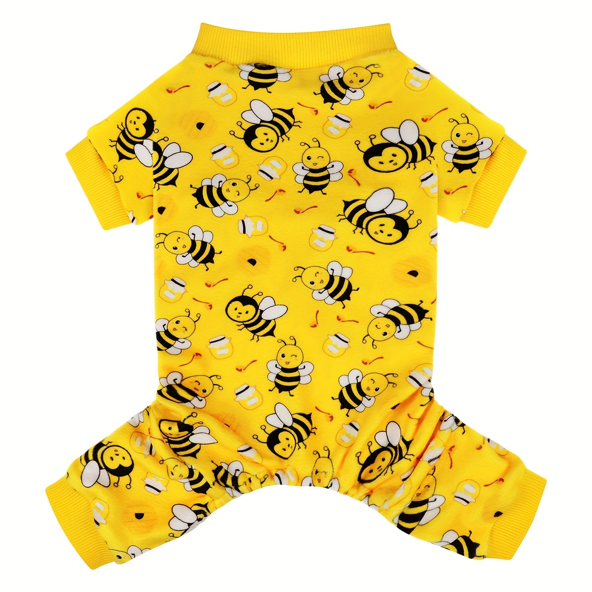 Bee Dog Pajamas Onesie with Feet – Soft Stretchy Pet PJs for Small Dogs & Cats, Funny Chihuahua Yorkie Doggie Jammies Outfit for Spring Summer Winter, Cozy Full-Body Pet Clothes
