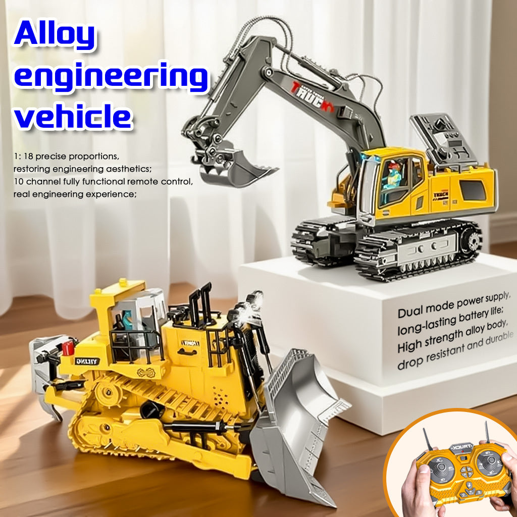 2.4G RC Engineering Vehicle Set - Remote Control Excavator Dump Truck Bulldozer Construction Toys, 13-Channel High-Tech Alloy Plastic Build Kit, 3-in-1 or 2-in-1 Options | Best Gift for Boys Kids Adults