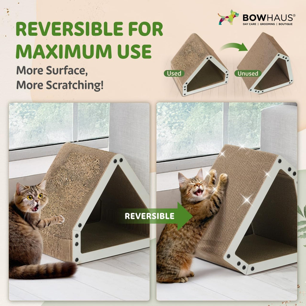 Large House-Shaped Cat Scratcher Lounger – Reversible 5-Layer Cardboard Cat Scratching Pad & Board, 16x14x12 Inch, Protects Furniture, for Indoor Cats of All Sizes, Brown/White