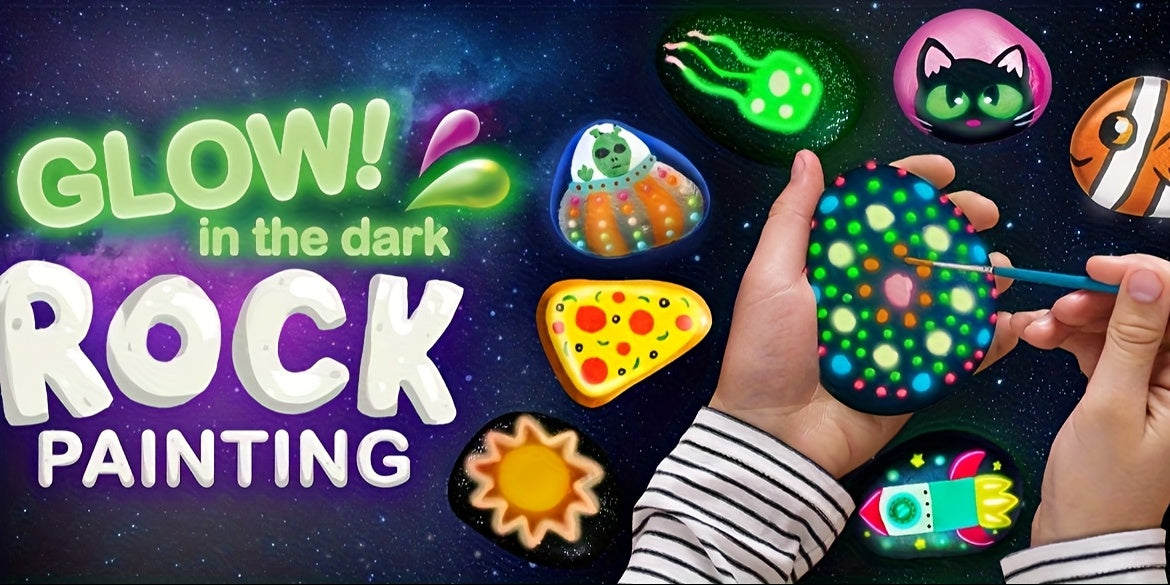 Glow in the Dark Stone Painting Kit for Kids – Creative DIY Rock Art & Craft Set, Graffiti Painting Toy, Outdoor Activity Gift for Boys and Girls Birthday Parties