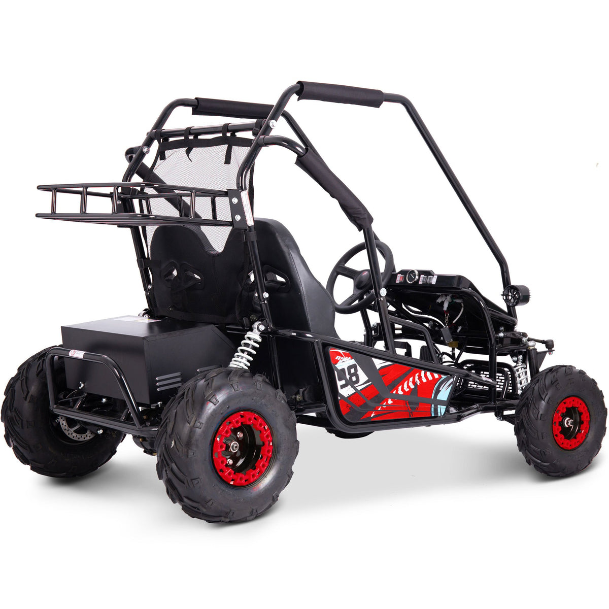 MotoTec Mud XL 60V 2000W 2-Seat Electric Go Kart – Full Suspension, 4-Point Harness, Bluetooth Speakers, 400 lb Capacity, Forward & Reverse, Off-Road Kids & Family Go Kart