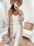 Women's Open Front Knit Cardigan Long Sleeve Loose Draped Sweater Outwear | V-Neck Drop Shoulder Fall Spring Layering Top Apricot Black S M L XL XXL