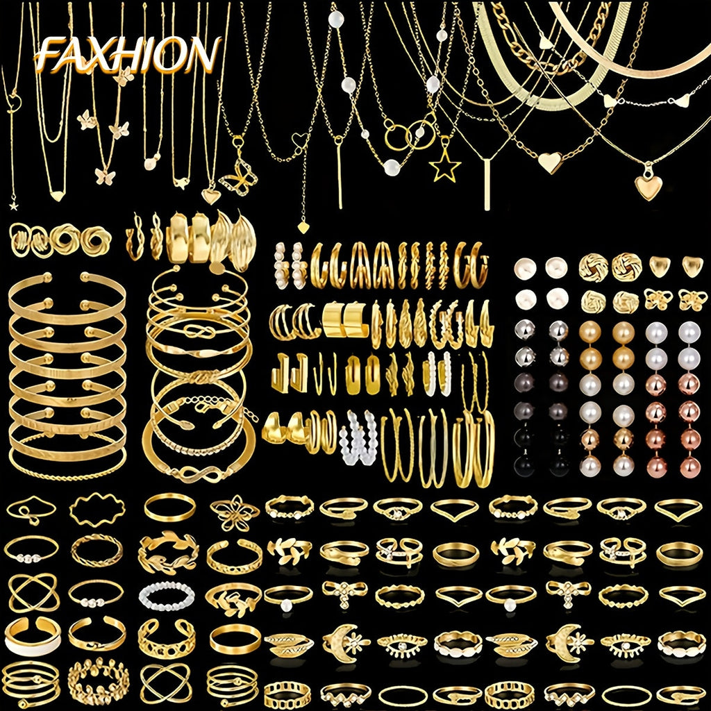 Boho Jewelry Set for Women 37-87 Pcs – Heart Twist Butterfly Earrings, Necklaces, Rings & Bangles, Minimalist Bohemian Style, Multi-Element Combo for Daily Holiday Vacation Wear