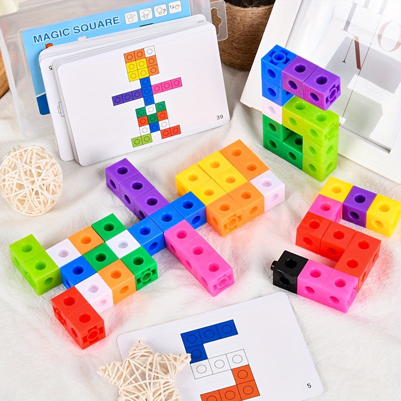 Interlocking Cube Building Blocks Snap Puzzle for Kids – Versatile STEM Preschool Toy for Logical Thinking, Fine Motor Skills & Creative Construction Play | Educational Gift for Boys & Girls Ages 3+