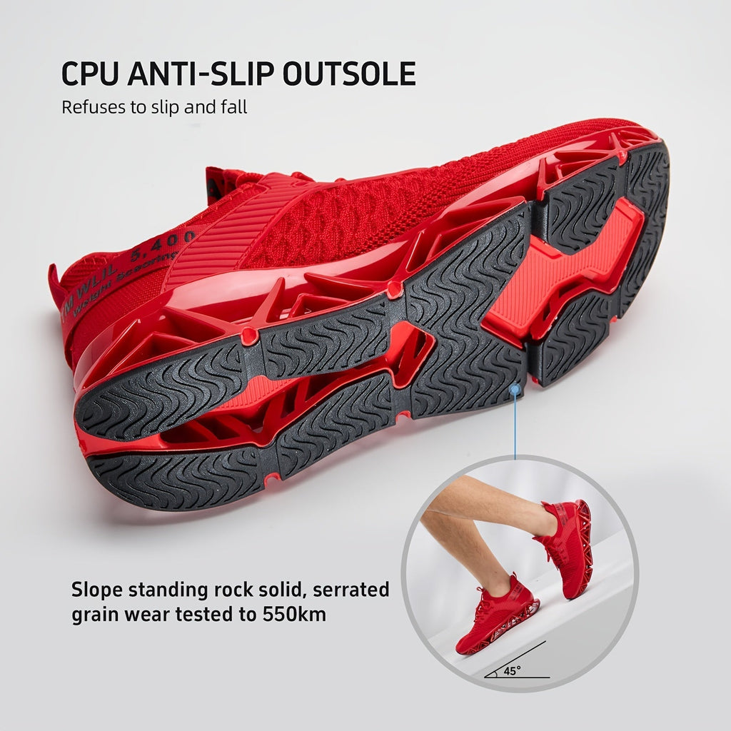 Men's Lightweight Breathable Running Shoes Non-Slip TPU Sole EVA Cushion Lace-Up Low Top Sneakers 3 Colors Sizes US 7.5-13 All-Season Wear-Resistant Training Casual Athletic Shoes