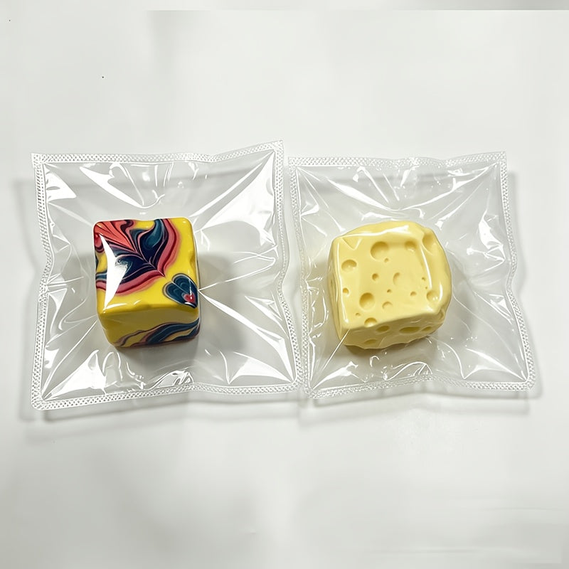 Cheese Squishy Fidget Toy TPR Squeeze Ball Handmade Slow Rising Stress Relief Sensory Toy Filled with Coconut Oil Moldable Random Color Fun Gift for Kids Adults