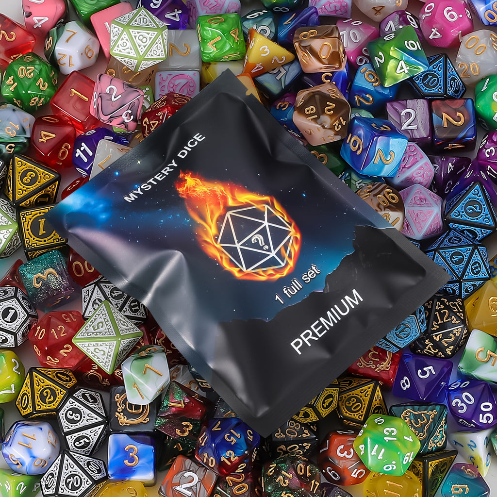 DnD Polyhedral Dice Set with Velvet Bag, 7-Piece Acrylic RPG Dice for Dungeons & Dragons, MTG, Tabletop Board Games, D20 D12 D10 D8 D6 D4 Complete Set, Great Halloween Christmas Birthday Gift