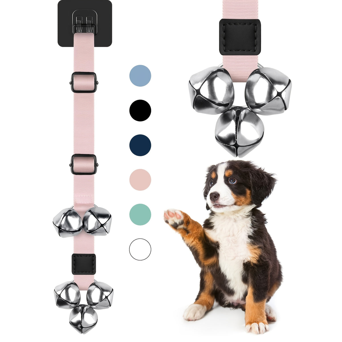 Dog Potty Training Bells for Door – Adjustable Height Doorbell for Dogs to Go Outside, No Battery Needed, Durable Pet Door Bell for Housetraining Puppies & Dogs, Single or Double Pack, Multiple Colors