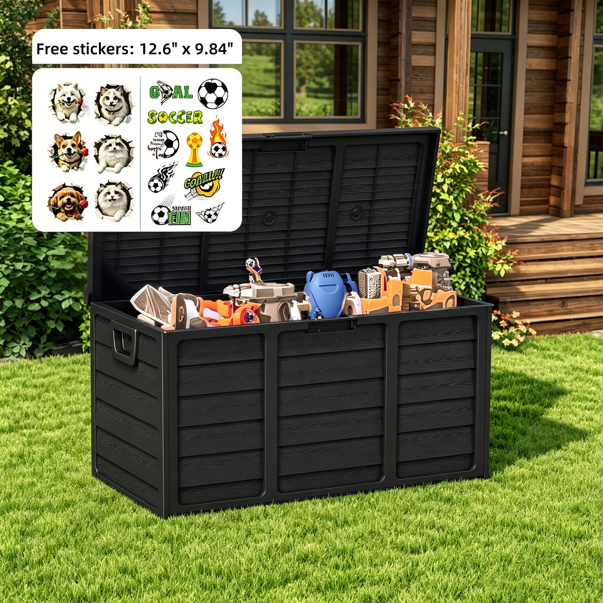 75 Gallon Resin Outdoor Storage Box with Handles Deck Box for Pool Accessories Garden Tools Camping Gear
