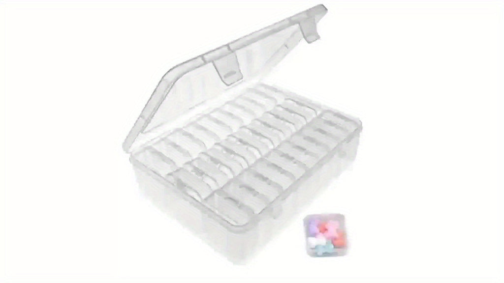 Bead Organizer Kit 30pcs Transparent Plastic Storage Boxes with Flip Lids for Jewelry Making, Beading, Craft Supplies, Small Parts & DIY Projects – Rectangular Stackable Containers