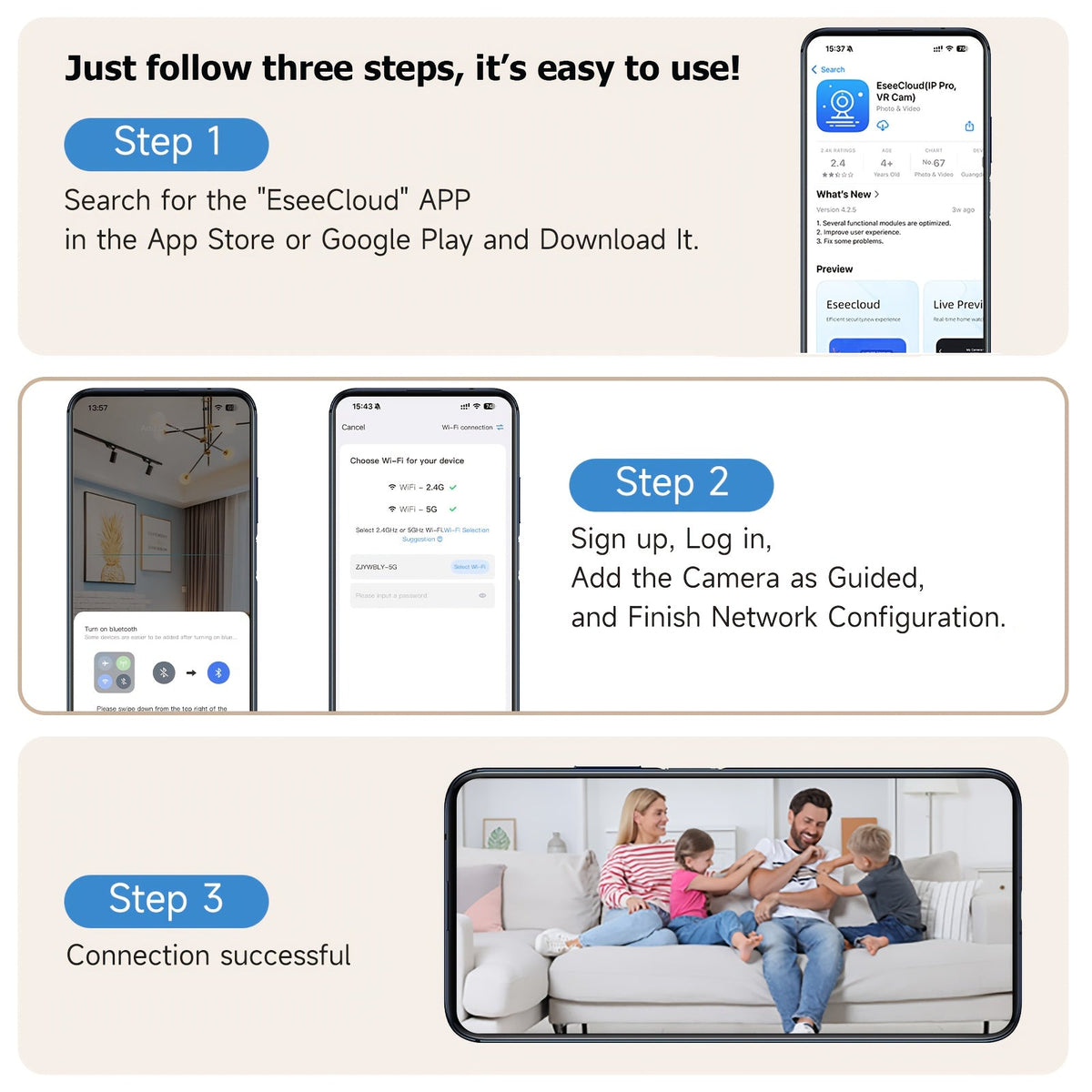 Indoor Security Camera 4 Pack 3MP Wireless – Cloud Storage, 2.4G/5G Dual-Band WiFi, AI Motion Detection, Two-Way Audio & Color Night Vision for Home Surveillance System