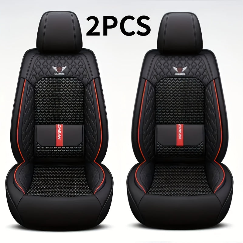 Universal Car Seat Covers Faux Leather Waterproof – Full Set 5-Seat or 2 Front Seats for SUV Sedan Pickup, 3D Diamond Sponge Cushion, Stretchable Non-Slip