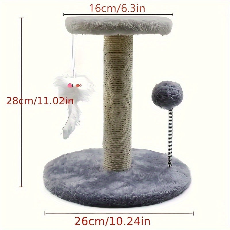 Kitten Climbing Frame Cat Scratching Post with Hanging Mouse & Spring Ball Indoor Cat Tree Scratch Pad Activity Center for Young Cats Kittens White Gray Brown