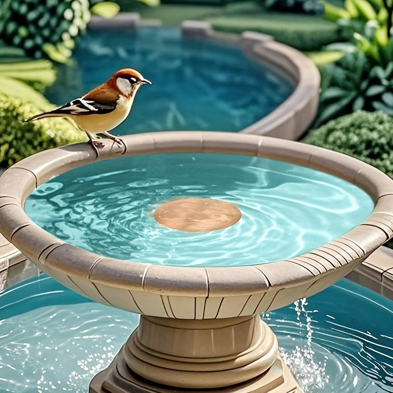 Bird Bath Copper Purification Disk & Water Wiggler 99% Pure Copper 4 Inch Round 1mm Reinforced Triple-Point Support for Safe Clean Water – Universal Fit Outdoor Birdbath Bowl All-Season