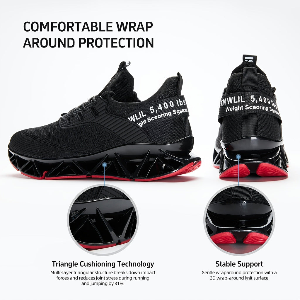 Men's Lightweight Breathable Running Shoes Non-Slip TPU Sole EVA Cushion Lace-Up Low Top Sneakers 3 Colors Sizes US 7.5-13 All-Season Wear-Resistant Training Casual Athletic Shoes