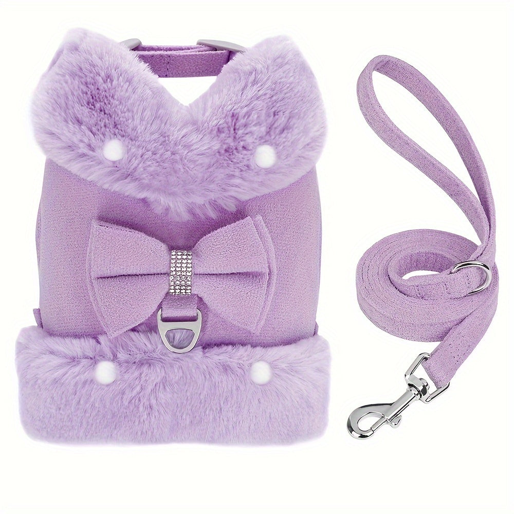 Small Dog Harness and Leash Set Soft Warm Winter Vest Harness for Small Dogs Cats Chihuahua Yorkie – Padded No-Pull Puppy Harness with Quick Release Buckle Dog Clothes Vest for Outdoor Walking
