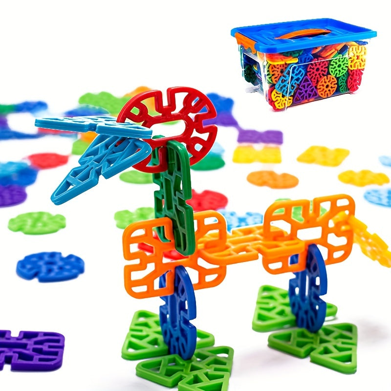 98-Piece Snowflake Building Blocks for Kids – STEM Educational Toy, Round Hole Puzzle Assembly, Creative Construction Kit, Best Gift for Boys & Girls Ages 3+