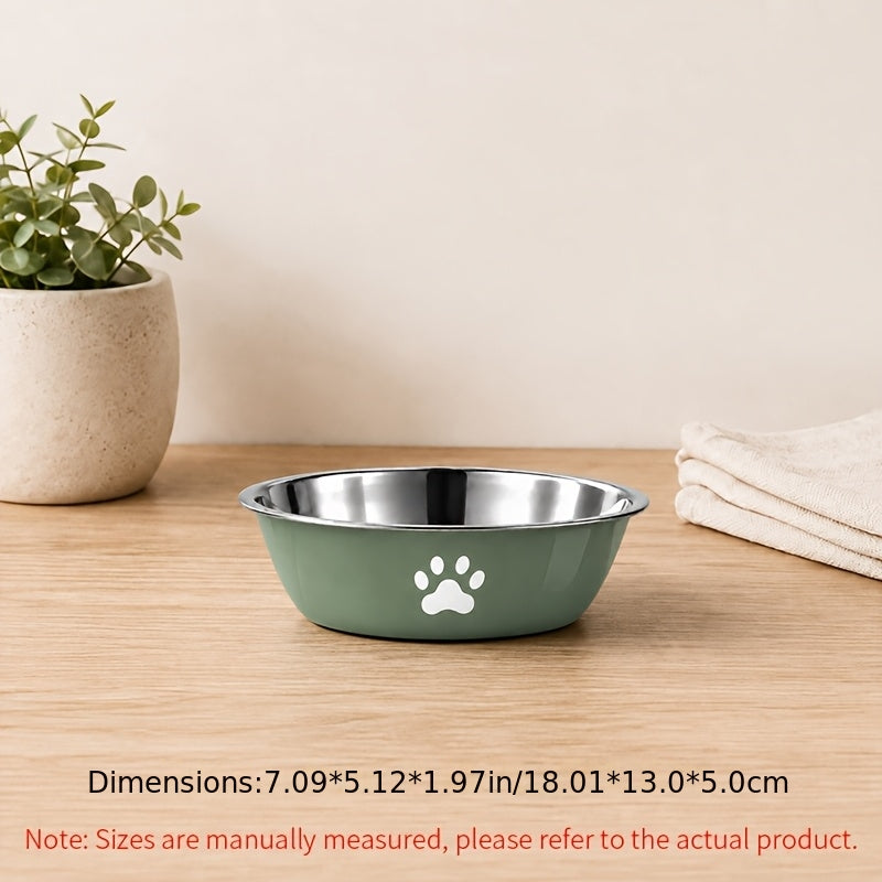 Stainless Steel Pet Bowl with Non-Slip Base – Colorful Printed Food & Water Dish for Cats and Dogs, Durable Easy-Clean Feeding Bowl for Small Medium Large Pets