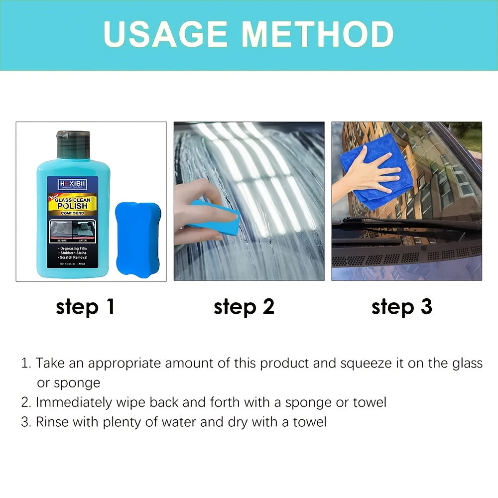 Car Glass Oil Film Cleaner & Windshield Restorer Paste – Removes Oil Film Coatings Water Spots from Auto Windshield & Home Glass, Surfactant-Free Cream Formula for Crystal Clear Visibility