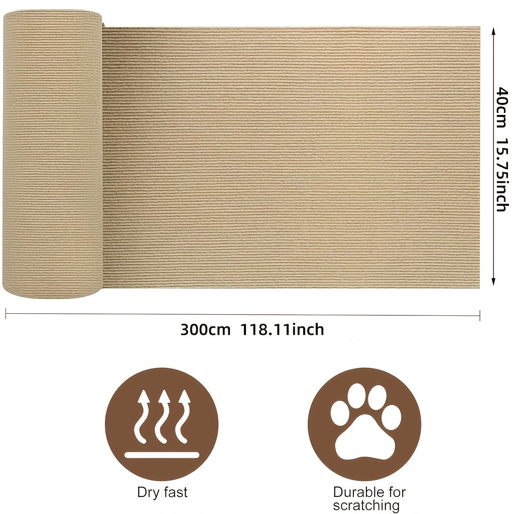 Self-Adhesive Cat Scratching Mat Roll – 15.75x118in Polyester Scratch Guard Tape for Furniture, Sofa, Door & Wall, Durable Cat Scratch Deterrent Sticker, Protects Upholstery, 3 Colors