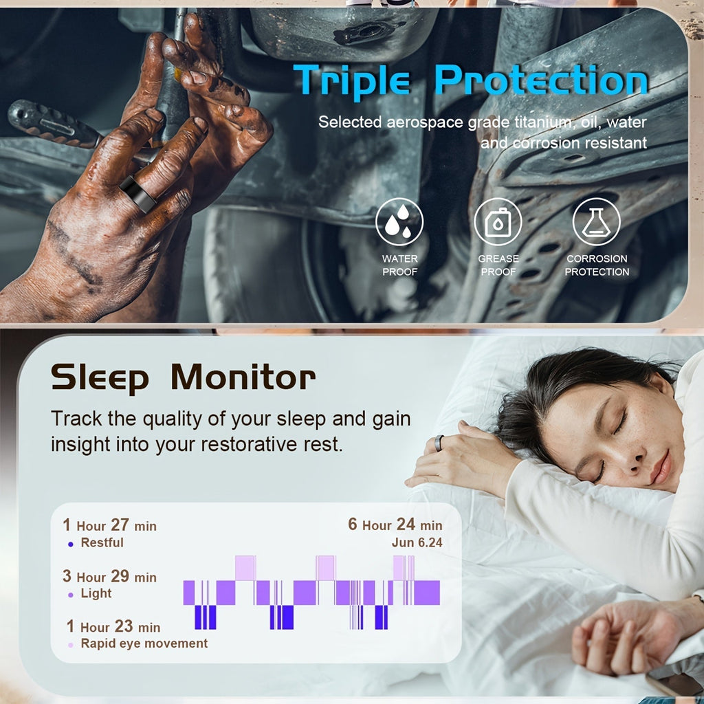 Smart Ring for Men & Women 2026 – Health Fitness Tracker with Heart Rate HRV Sleep Tracking Steps Calories Body Temperature & Stress Monitor, Bluetooth 5.3 Compatible iPhone Android