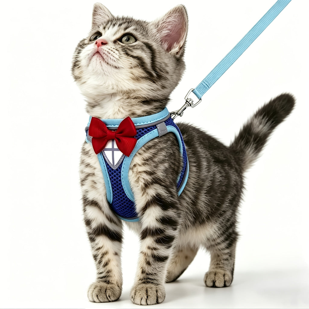 Cat Harness and Leash Set - Escape-Proof Soft Breathable Vest with Reflective Strips for Safe Cat Walking & Travel, Adjustable Kitten Harness for Outdoor Use, 6 Colors 4 Sizes (XS/S/M/L)