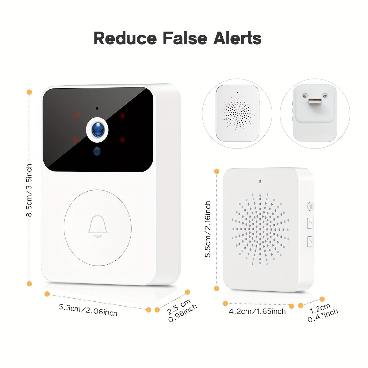 Wireless Video Doorbell Camera with HD Night Vision, Motion Alerts & Two-Way Audio – Smart WiFi Doorbell, Remote Mobile View, Voice Changer, Rechargeable Battery, 2.4GHz, Home Security