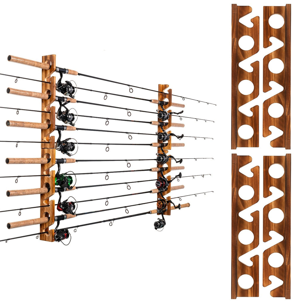 Fishing Rod Holder Wall & Ceiling Mount Rack – Space-Saving Garage Storage Organizer for 6, 12, 16 or 24 Fishing Poles, Fishing Gear Equipment Organizer Gift for Men & Women