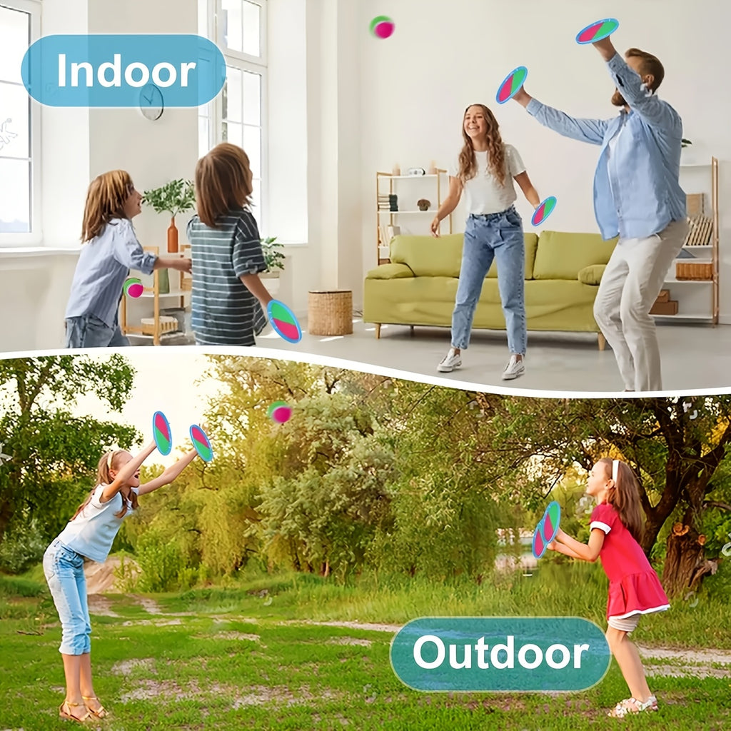 Kids Toss and Catch Ball Game Set with Rackets - 4 Rackets & 2 Balls Outdoor Backyard Beach Sport Toy for Family Fun, Durable Plastic Active Play Set for Boys Girls Ages 3+, Easter Birthday Gift