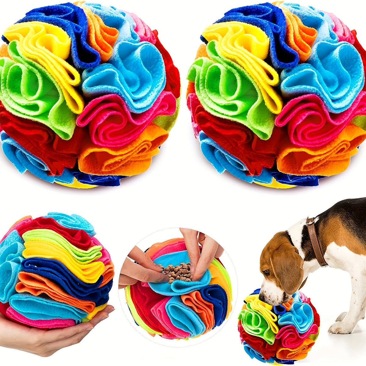 Snuffle Mat Ball Dog Toy for Anxiety Relief - Floral Fabric Sensory Sniffing Chew Toy for Small Breeds & Puppies, Calming Mental Stimulation Game for Anxious Dogs, Stress Relief & Enrichment Toy