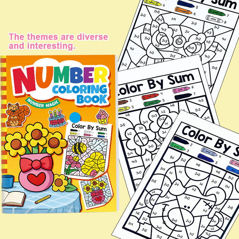 Color by Number Activity Book for Kids - Number Coloring Book with Addition & Subtraction Math Practice, Early Learning How to Draw Craft Kit, Fun Educational Workbook for Boys & Girls Ages 3-8