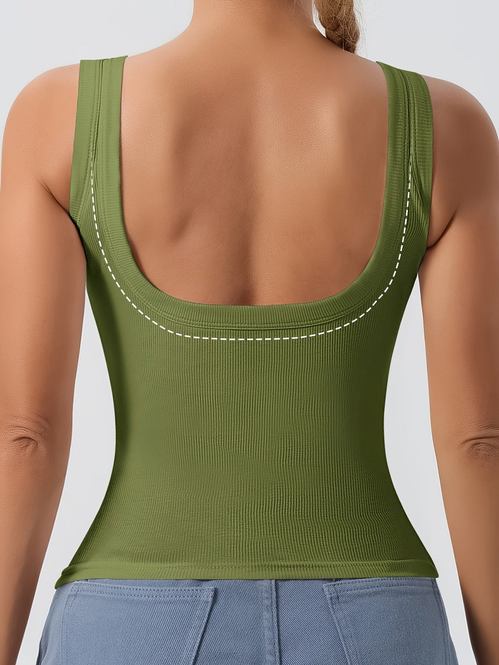 Women's Scoop Neck Tank Top Removable Chest Padding Slim Fit Casual Summer Sleeveless Top 8 Colors XS-XL