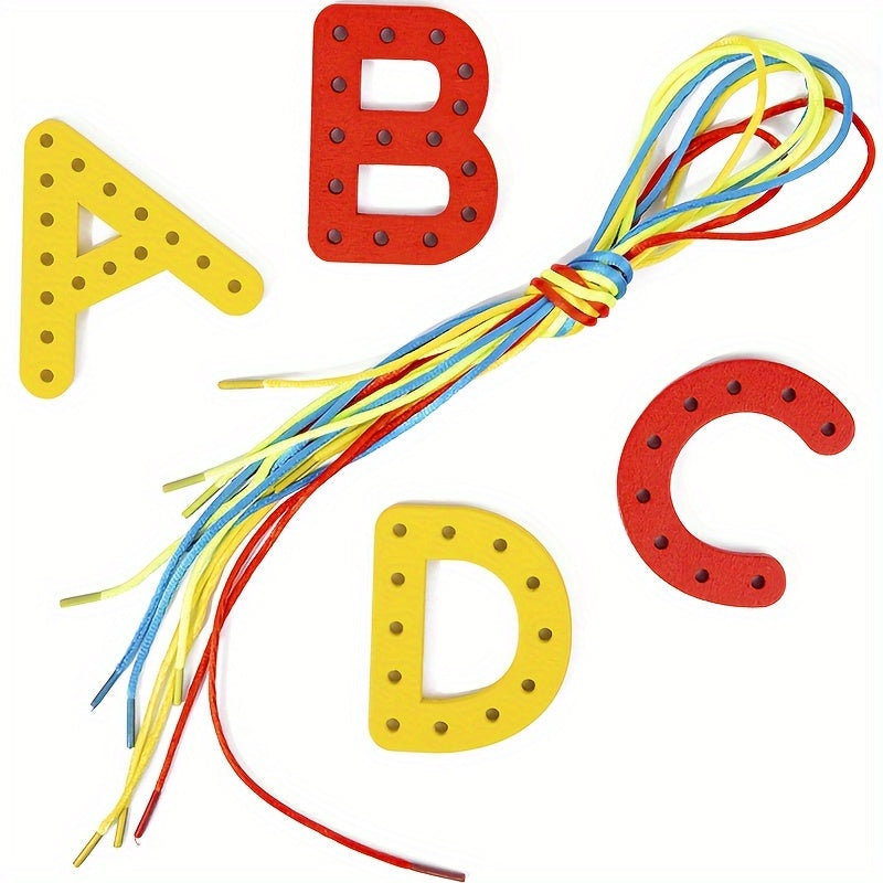 Number & Letter Recognition Lacing Threading Toy for Kids Kindergarten Handmade Educational STEM Toy Fine Motor Skills Learning Toy for Toddlers Preschool Birthday Gift