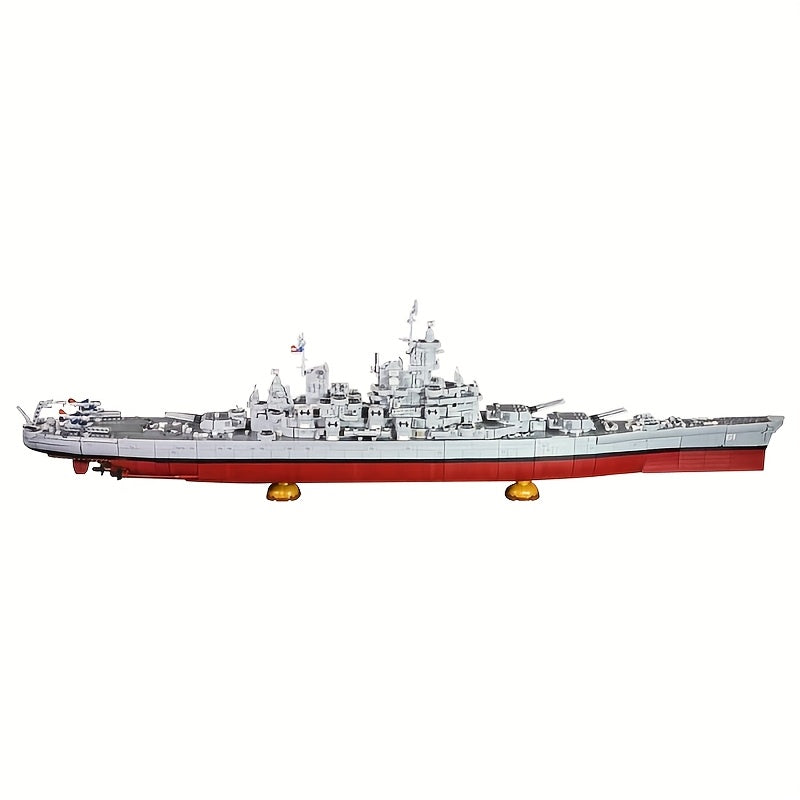 8038 Pcs USS Iowa BB-61 Battleship Building Blocks Model Kit – Large Scale Military Naval Warship Assembly Set for Adults & Teens 14+, Historical Replica, Military Collector Gift & Home Display