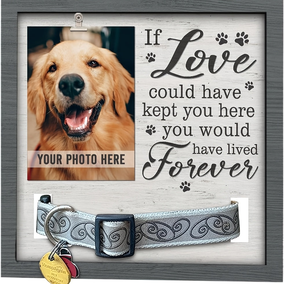 Pet Loss Memorial Wooden Picture Frame with Collar Holder – My Hardest Goodbye Dog & Cat Sympathy Gift, 9x9 Inch Photo Frame Keepsake for Loss of Dog or Cat, 3 Designs Available