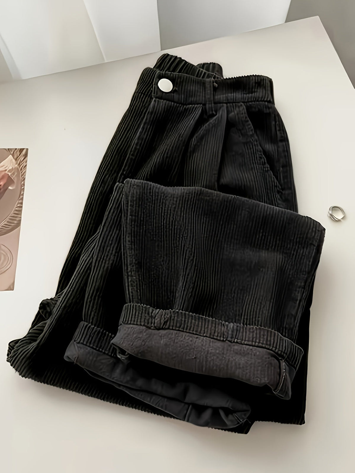 Women's Drapey Straight Casual Trousers - Lazy Style Wide Leg Pants for Women in Black Brown Burgundy Olive Navy Apricot Sizes S-XXL